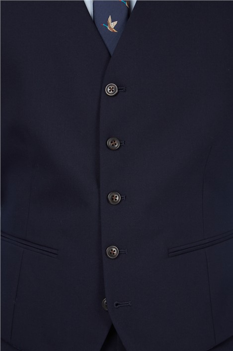 Antique Rogue Slim Fit Curtis Navy Twill Waistcoat