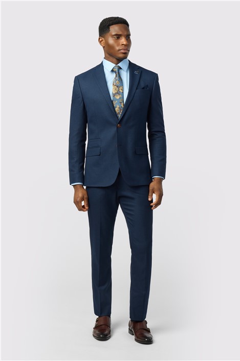 Antique Rogue Slim Fit Navy Texture Stretch Jacket