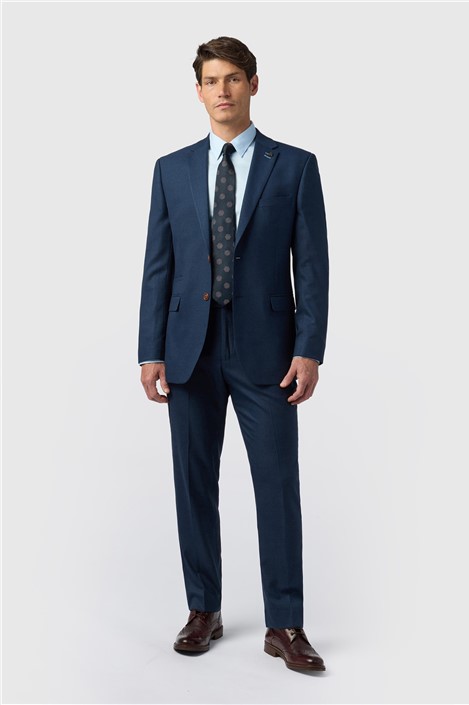 Antique Rogue Regular Fit Navy Texture Stretch Jacket