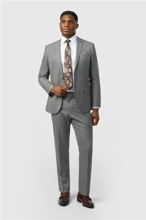 Antique Rogue Slim Fit Grey Texture Stretch Jacket