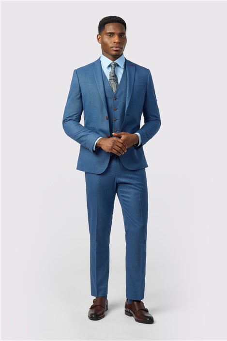 Antique Rogue Slim Fit Blue Texture Stretch Jacket