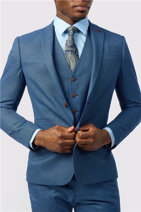 Antique Rogue Slim Fit Blue Texture Stretch Jacket