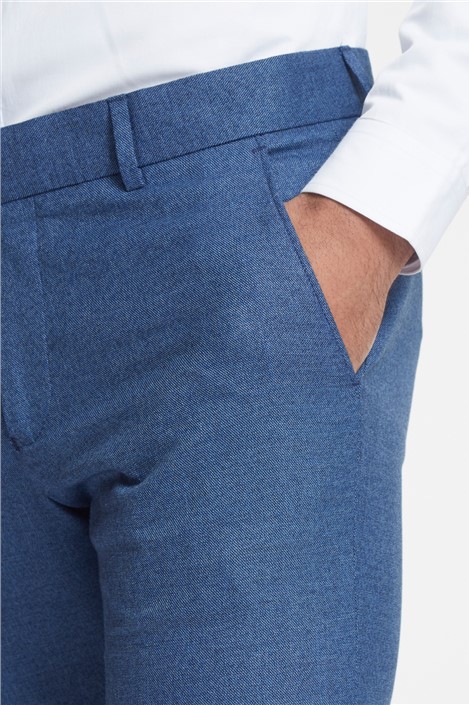 Antique Rogue Slim Fit Blue Texture Stretch Trousers