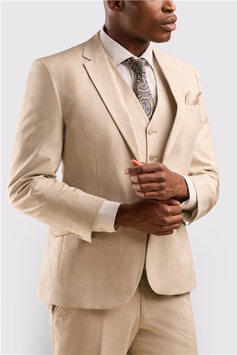 Scott By The Label Tailored Fit Stone Linen Blend Waistcoat