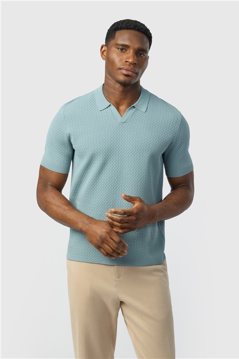 Ted Baker Blue Short Sleeve Knit Polo