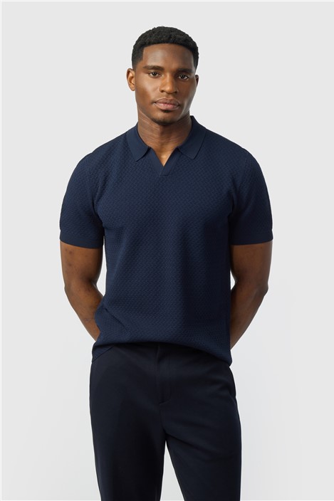 Ted Baker Navy Short Sleeve Knit Polo