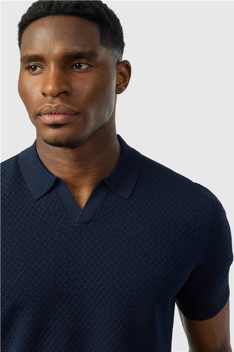 Ted Baker Navy Short Sleeve Knit Polo