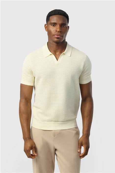 Ted Baker Ivory Short Sleeve Open Neck Polo