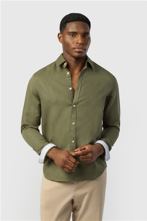 Ted Baker Olive Linen Blend Shirt