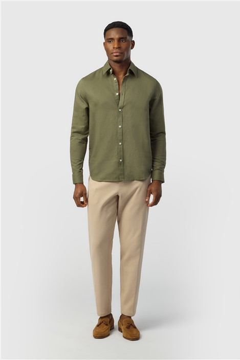 Ted Baker Olive Linen Blend Shirt