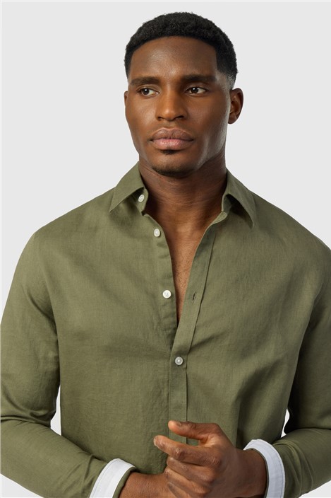 Ted Baker Olive Linen Blend Shirt