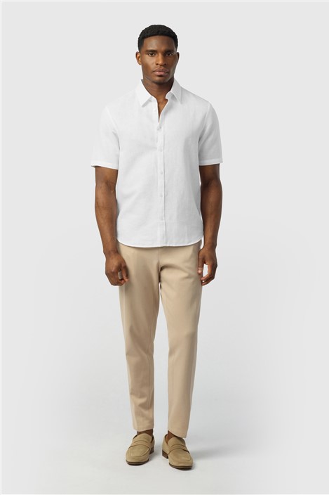 Ted Baker White Linen Blend Short Sleeve Shirt
