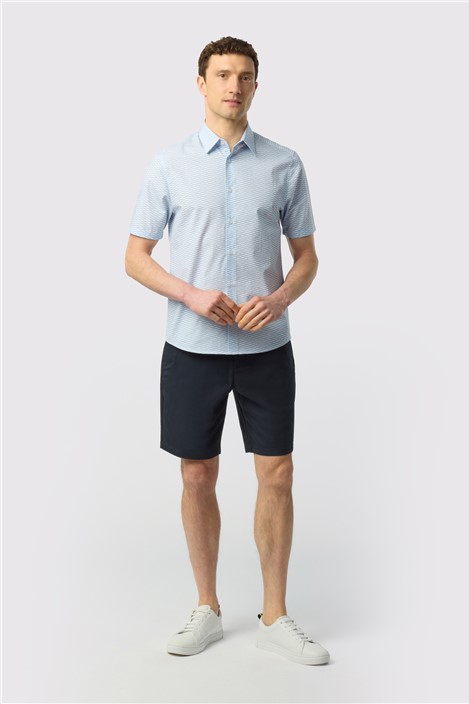 Ted Baker Light Blue Short Sleeve Geo Print Shirt