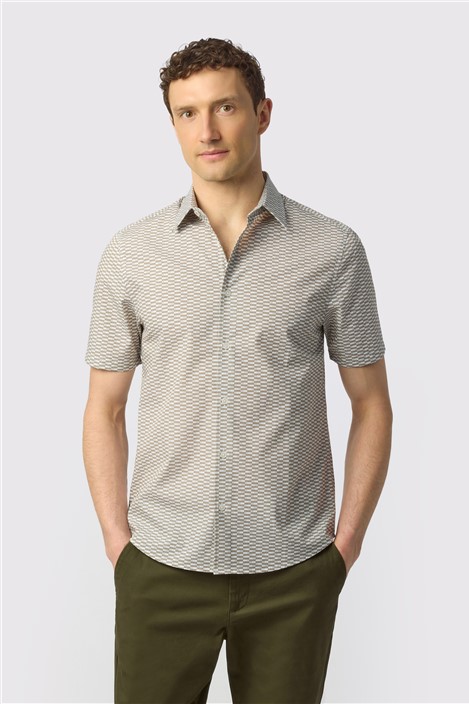 Ted Baker Olive Short Sleeve Geo Print Shirt