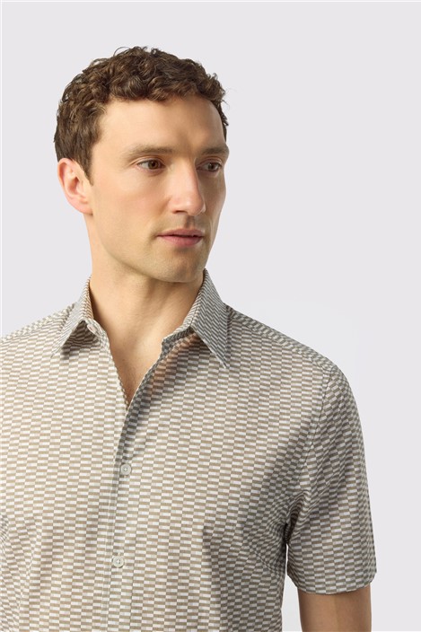 Ted Baker Olive Short Sleeve Geo Print Shirt