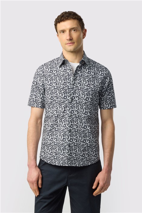 Ted Baker Navy Floral Outline Shirt
