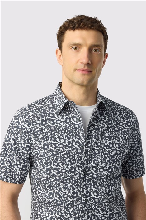 Ted Baker Navy Floral Outline Shirt