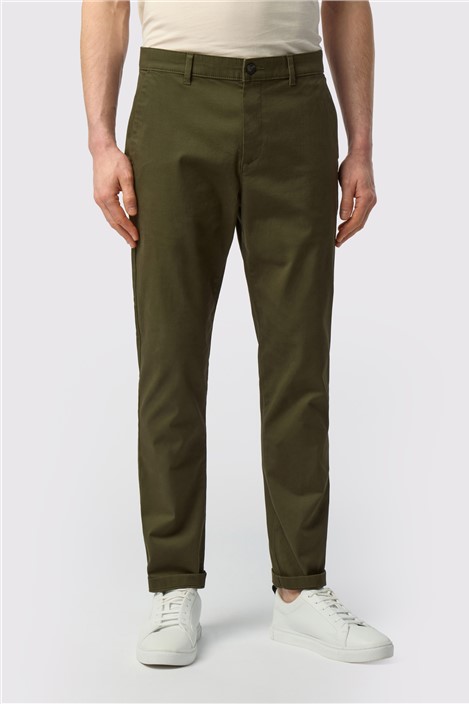 Ted Baker Slim Fit Olive Cotton Stretch Chino Trousers