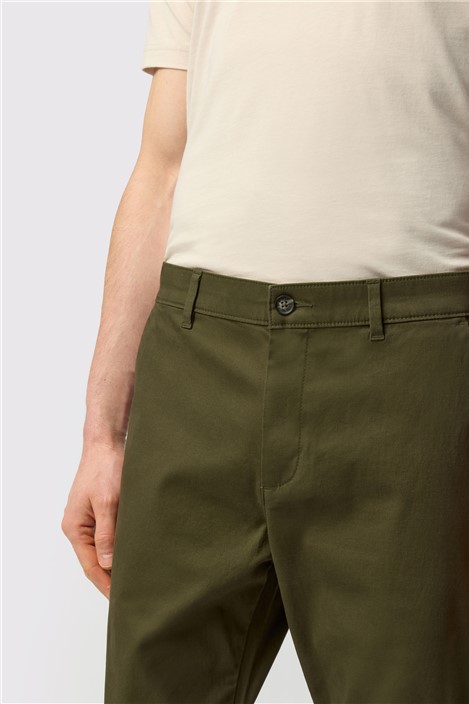 Ted Baker Slim Fit Olive Cotton Stretch Chino Trousers