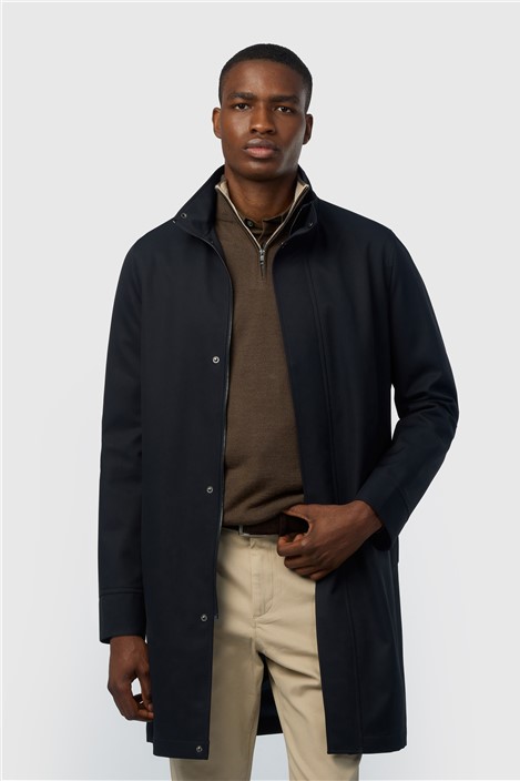 Ted Baker Navy Funnel Neck Coat