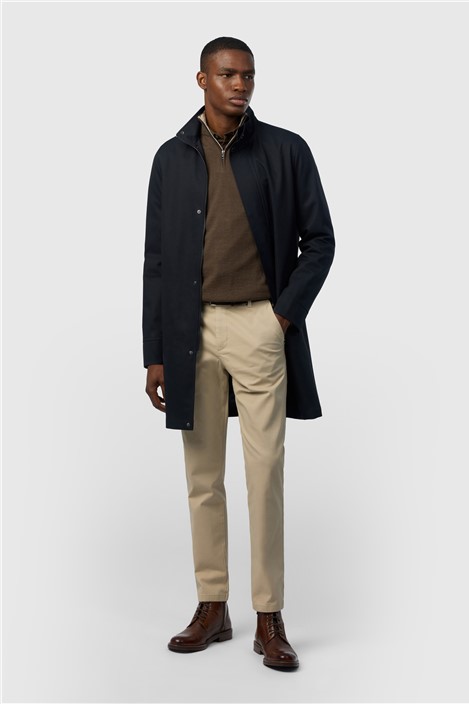 Ted Baker Navy Funnel Neck Coat