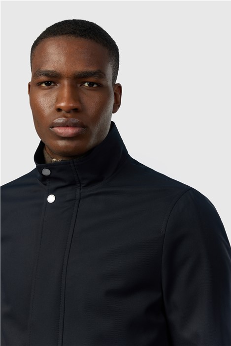 Ted Baker Navy Funnel Neck Coat