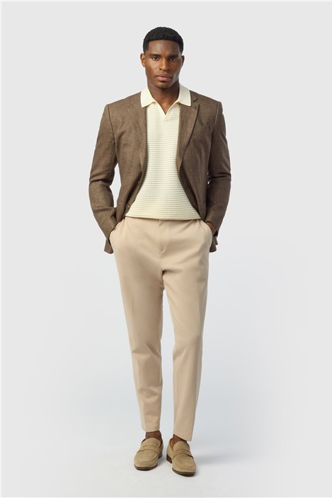 Ted Baker Slim Fit Stone Tapered Smart Jersey Trousers