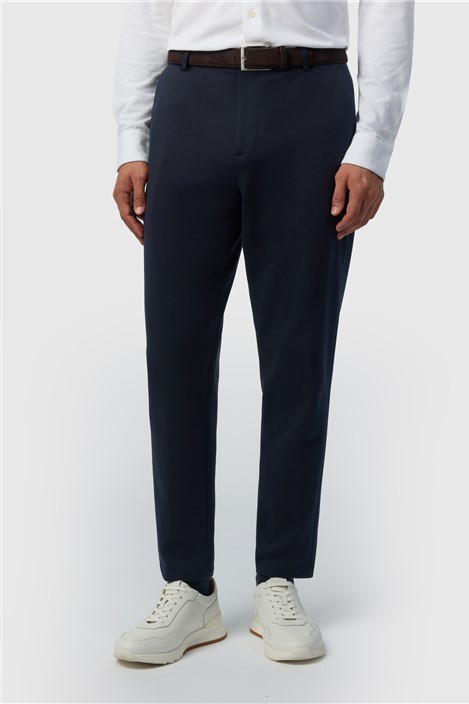 Ted Baker Slim Fit Navy Tapered Smart Jersey Trousers