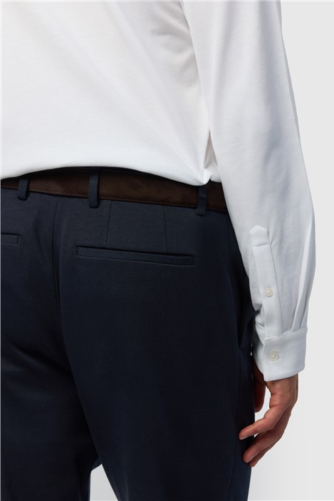 Ted Baker Slim Fit Navy Tapered Smart Jersey Trousers