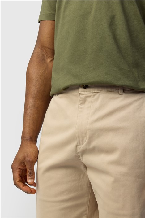 Ted Baker Slim Fit Stone Cotton Stretch Chino Shorts