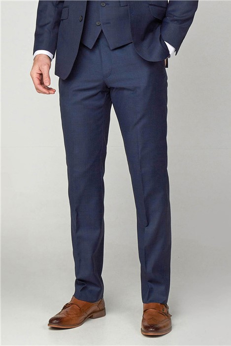 Scott by The Label Regular Fit Ink Blue Sharkskin Trousers
