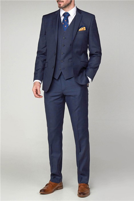 Scott by The Label Regular Fit Ink Blue Sharkskin Trousers