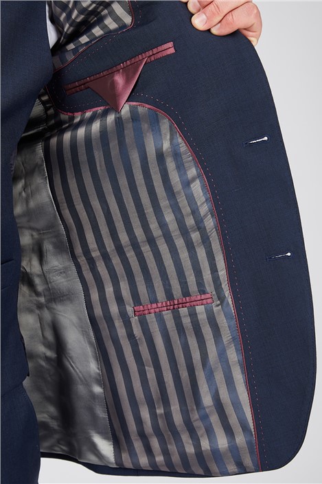 Scott by The Label Slim Fit Ink Blue Sharkskin Suit Jacket