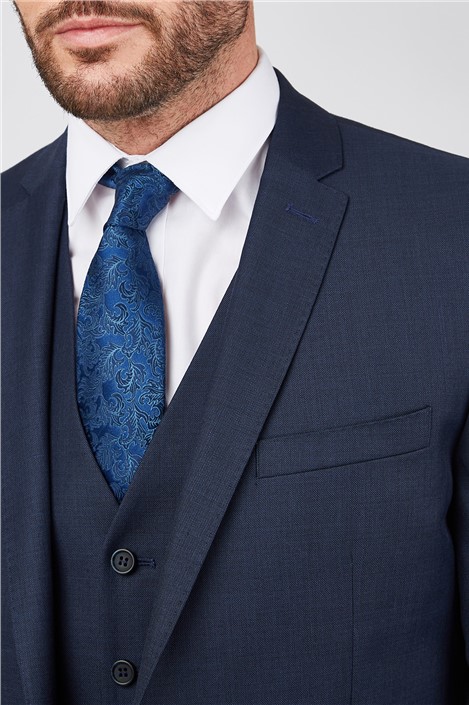 Scott by The Label Slim Fit Ink Blue Sharkskin Suit Jacket