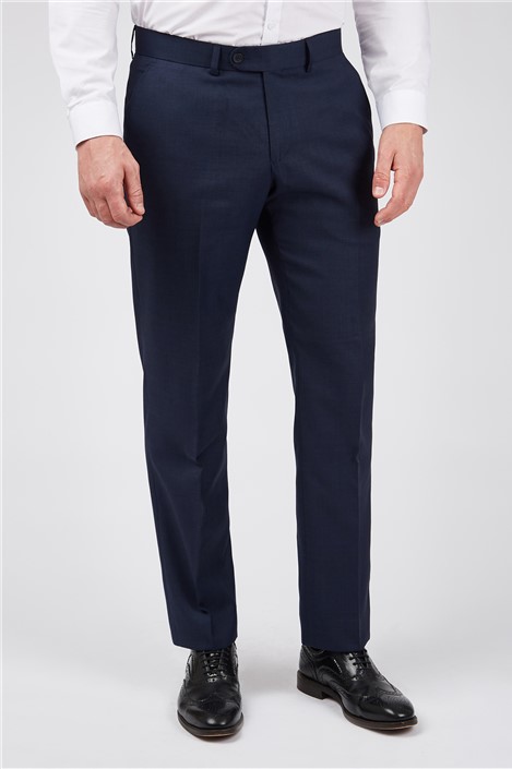 Scott by The Label Tailored Fit Ink Blue Sharkskin Trousers