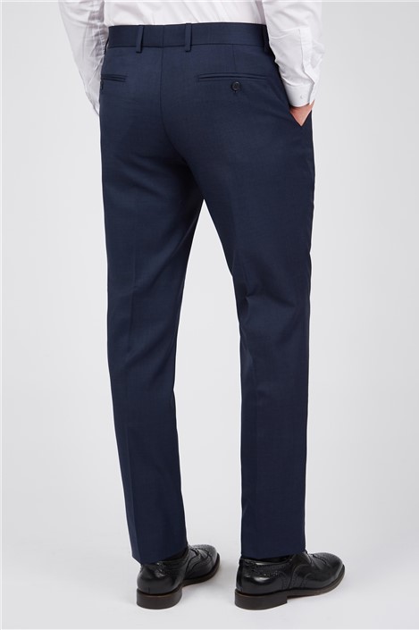 Scott by The Label Tailored Fit Ink Blue Sharkskin Trousers