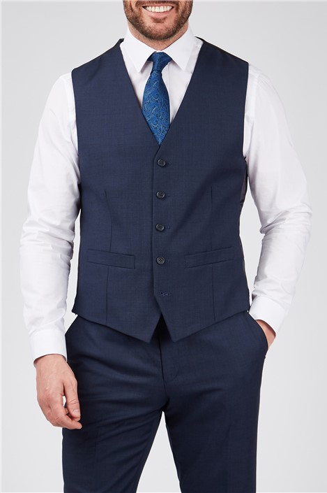 Scott by The Label Ink Blue Sharkskin Waistcoat