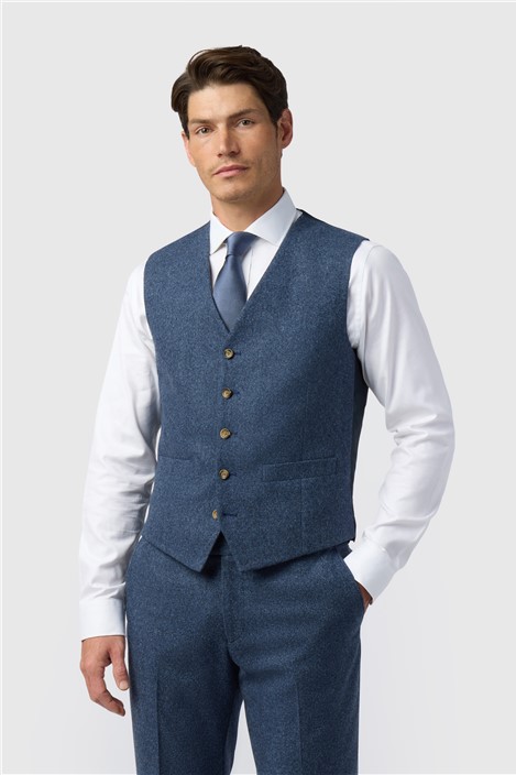Alexandre Tailored Fit Blue Donegal Waistcoat