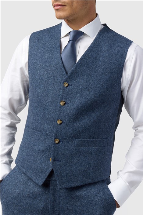 Alexandre Tailored Fit Blue Donegal Waistcoat