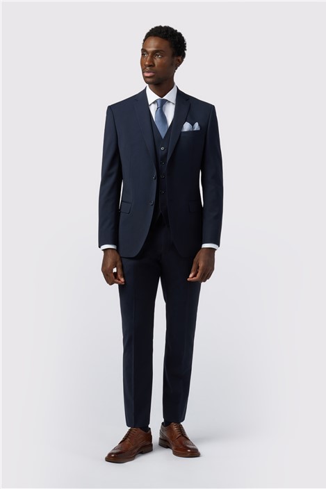 Alexandre Tailored Fit Navy Wool Blend Stretch Jacket
