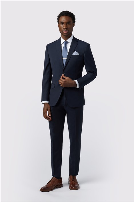 Alexandre Tailored Fit Navy Wool Blend Stretch Jacket
