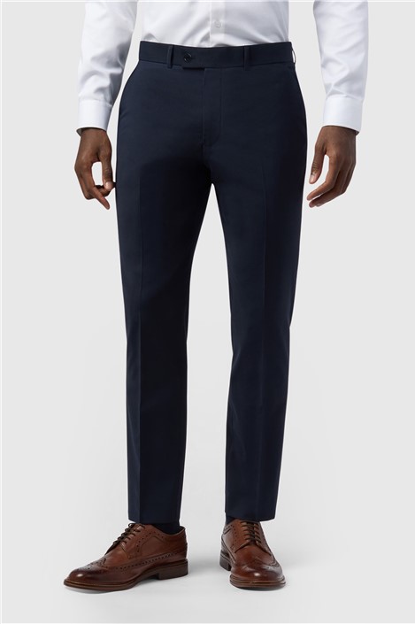Alexandre Tailored Fit Navy Wool Blend Stretch Trouser
