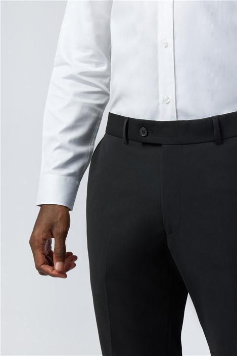 Alexandre Tailored Fit Black Wool Blend Stretch Trouser
