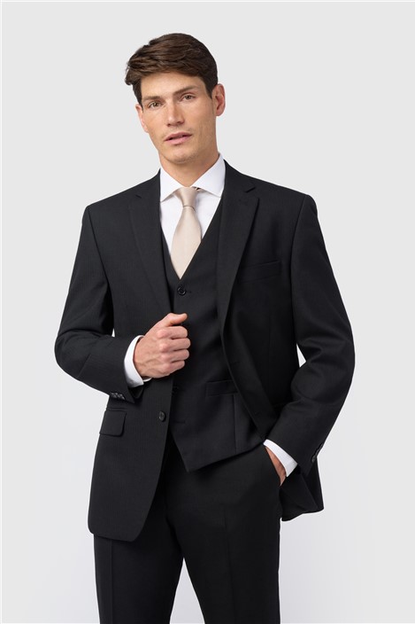 Alexandre Regular Fit Berwick Black Wool Masonic Herringbone Jacket