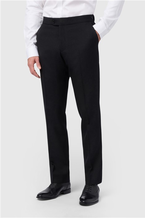 Alexandre Regular Fit Berwick Black Wool Herringbone Trousers