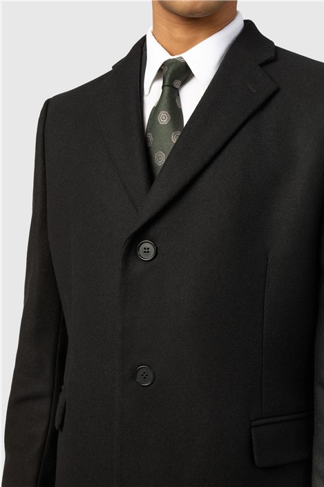 Alexandre Black Loxford Single Breasted Wool Rich Overcoat
