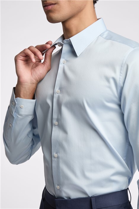 Ted Baker Slim Fit Light Blue Sateen Shirt