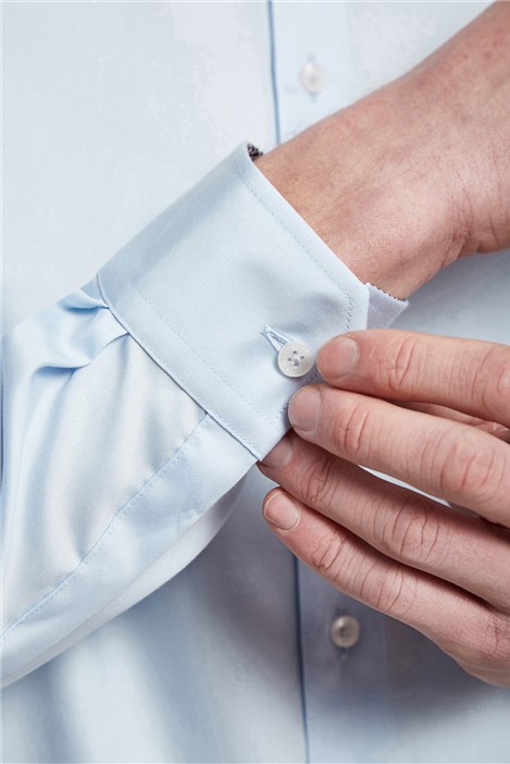 Ted Baker Slim Fit Light Blue Sateen Shirt