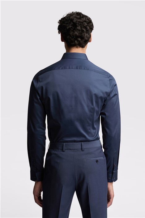 Ted Baker Slim Fit Navy Sateen Shirt