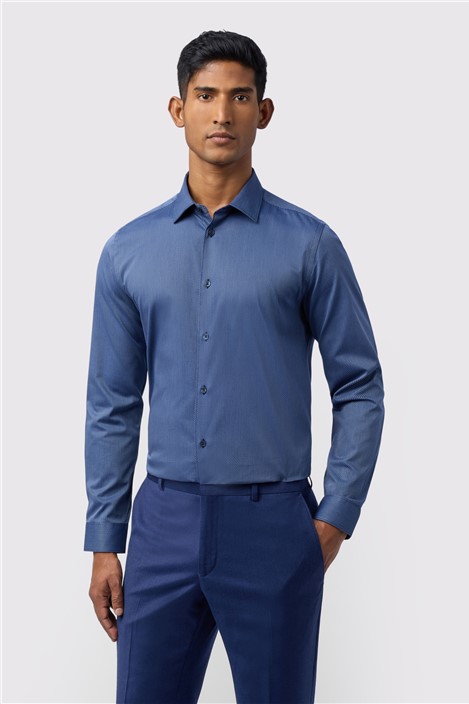 Ted Baker Navy Blue Mens Shirt, Long Sleeve, Slim fit